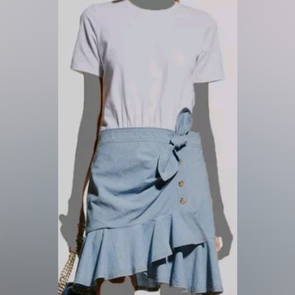 Veronica Beard Jeans Bari- tie waist Ruffle dress